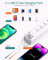 Power Strip Surge Protector with USB C - Flat Plug Extension Cord with 6 AC Outlets 4 USB (2 USB C), Wall Mount, 5ft, 900 J, Multi Plug Outlet Ext...