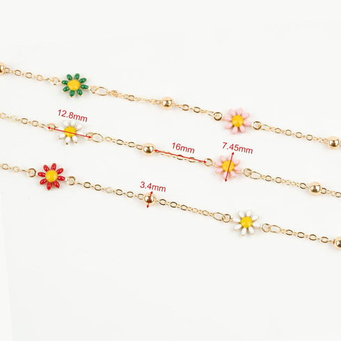 YOUBEIYEE 16.4 Feet Colorful Daisy Chain Necklace DIY for Women Gold Plated Brass Cross Chain with Bead Jewelry Chain Roll Jewelry Supplies Findin...