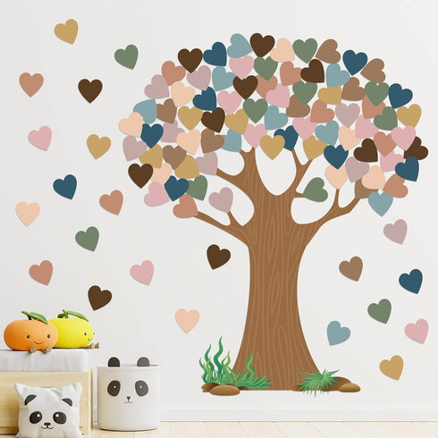 Boho Classroom Tree Bulletin Board Set with Heart Shape Cutouts, Welcome Classroom Bulletin Tree Wall Decors Supplies for School Elementary Teache...