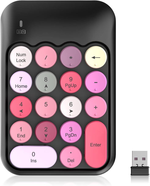 PINKCAT Wireless Number Pad, Cute 18 Keys Numeric Keypad with 2.4G Mini USB Receiver, Portable Silent Number Numpad Financial Accounting for Lapto...