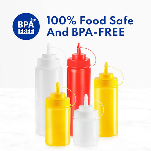 New Star Foodservice 26115 Squeeze Bottles, Plastic, 8 oz, Clear, Pack of 6...