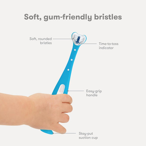Frida Baby Triple-Angle Toothhugger Training Toddler Toothbrush | Toddler Toothbrush 2 Years and Up, Cleans All Sides at Once | Blue...