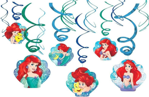 The Little Mermaid Disney Ariel Dream Big Party Foil Hanging Swirl Decorations / Spiral Ornaments (12 PCS) - Red, Green, Blue Cartoon Theme Party ...