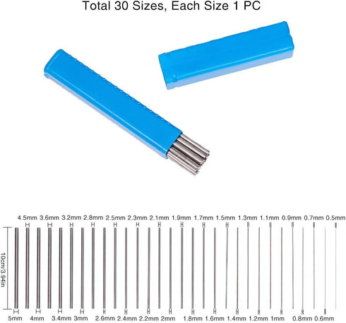 PH PandaHall 30 Size Mandrels, Stainless Steel Mandrel Dowels Jewelry Making Tool for Wire Wrapping, Forming Rings, Soft Soldering, Electoforming ...
