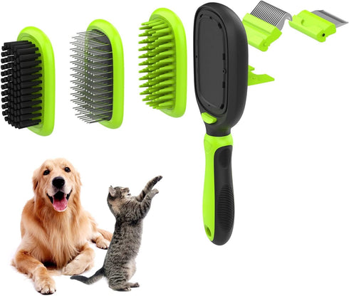 Pet Grooming Brush, Double Sided Detachable Shedding Dog Cat Brush, 5 in 1 Dog Grooming Brush for Shedding Long & Short Haired Dogs, Hair Removing...