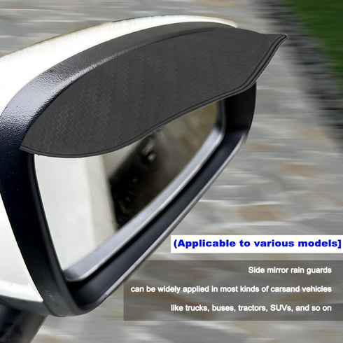 2Pcs Mirror Rain Visor Guard, Universal Waterproof Auto Flexible Mirror Cover Rubber Carbon Fiber Visor Guard Car Exterior Trim Accessories for Mo...