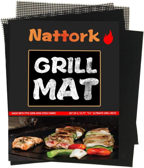 Nattork Grill Mesh Mat,Set (3+2 pc) Non-Stick Reusable BBQ Mesh MatsIdeal for Gas, Charcoal, or Electric Grills,Easy to Clean, Fire Resistant, Wat...