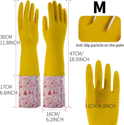 18.5inch Rubber Gloves Waterproof polyester Household Cleaning Gloves For DishWashing,Gardening,Painting(Medium)...