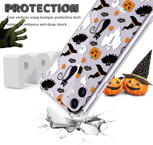 Halloween Clear Phone Case for iPhone 11, Ghost Pumpkin Pattern Case Cover Soft TPU Protective Slim Shockproof Cover Boys Girls Phone Case for iPh...