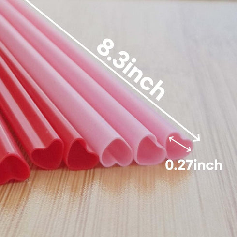 200pcs Heart Shaped Red Straws Disposable Drinking Cute Straw Individually Wrapped plastic red straw Valentines day Cocktail Party Birthday Party ...