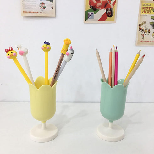 Tulip Pen Holder for Desk Cute Organizer Desk Organizer Makeup Brush Holder Girl, Ladies (Yellow)...