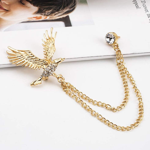 2 Packs Men's Eagle Brooch Lapel Pin Badge Hanging Chains Collar Brooches Pin for Career Suit Tuxedo of Shirts Tie Hat Scarf for Boyfriend Father ...