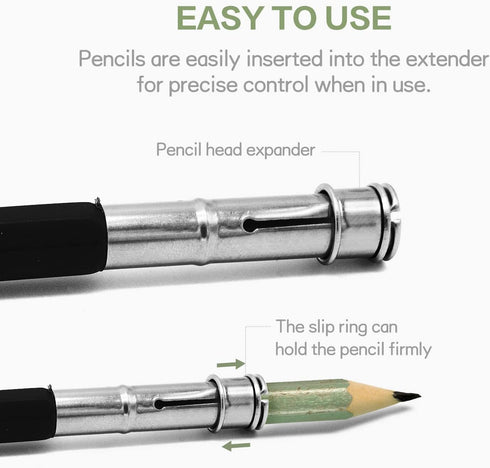 Pencil Extenders 6PCS Adjustable Pencil Lengthener Tool Coupling Device for School,Office,Sketch,Art,Writing...