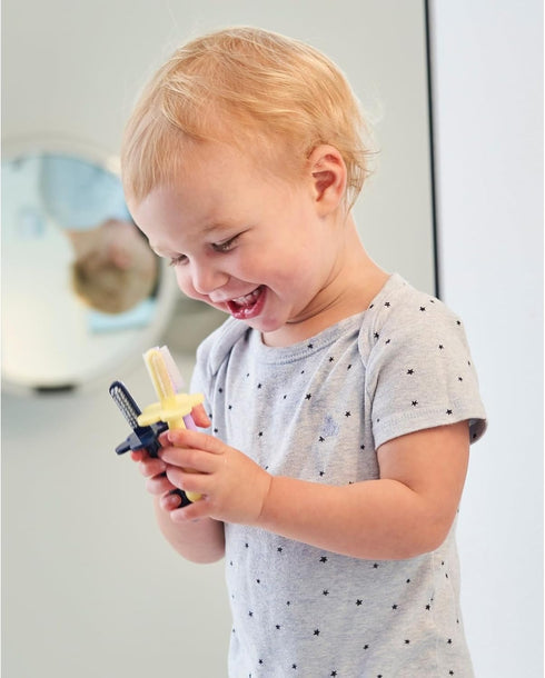 grabease Toddler Toothbrush Baby Toothbrush Baby Finger Toothbrush, BPA-Free & Phthalate-Free for Baby & Toddler, 1 Pack, Yellow...