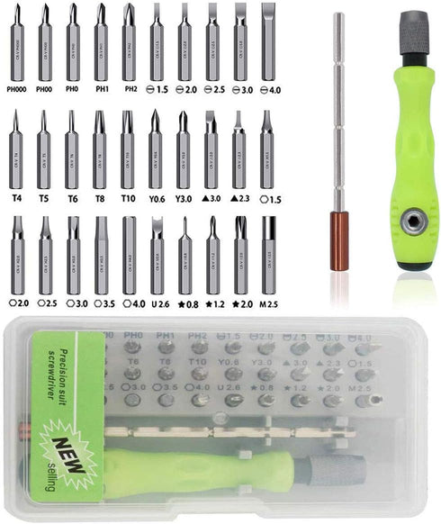 Buspoll Mini Screwdriver Set, Magnetic Precision Screwdrivers Bit Set (Star, Y, Torx, Triangle, Phillips, Slotted, U, Hex Heads) Repair Tools Kit ...