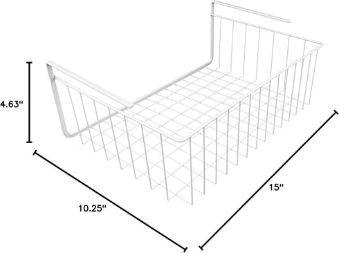Southern Homewares 15-Inch Easy Install White Wire Under-Cabinet Hanging Basket Shelf Organizer – Storage Rack for Kitchen, Pantry, and Bathroom...
