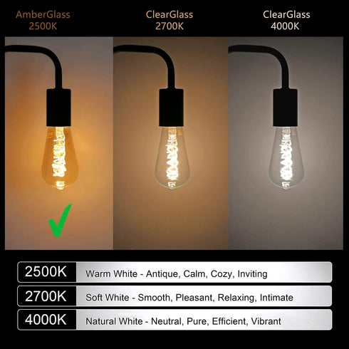 ST58 (ST19) Vintage Edison LED Bulb, Warm White 2500K, Antique Flexible Spiral LED Filament Light Bulb, 600LM Dimmable, 6W Equivalent to 60W, CRI ...