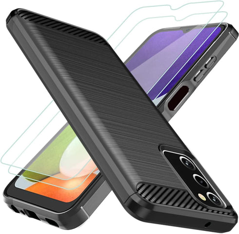 Osophter for Galaxy A03S Case,Samsung A03S Case with 2pcs Screen Protector Shock-Absorption Flexible TPU Rubber Protective Cell Phone Cover for Sa...