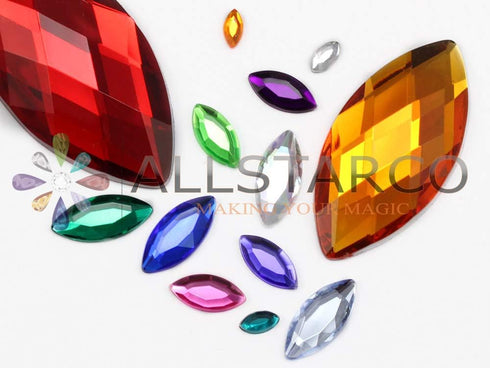 Allstarco 15x7mm Blue Sapphire .PH Navette Flat Back Acrylic Rhinestones Marquise Gems for Crafts Horse Eye Costume Embelishments Card Making Jewe...