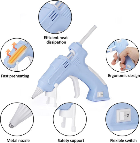 Cordless Hot Glue Gun Glue Gun Fast Preheating Gun Kit with 20 Pcs Sticks USB Rechargeable Cordless Glue Gun for Quick Home Repairs, Arts, Crafts,...