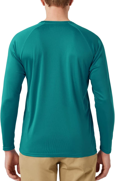 Men's UPF 50+ Rash Guard Swim Shirt Long Sleeve Moisture Wicking Quick Dry Lightweight Wrinkle-resistant Fishing Running, Tropical Green, X-Large...