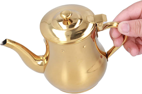 Stainless Steel Tea Pot With Filter Rust Proof Durable Oil Strainer Pot For Hotels Restaurants Homes 850ml Tea Kettle(Gold)...