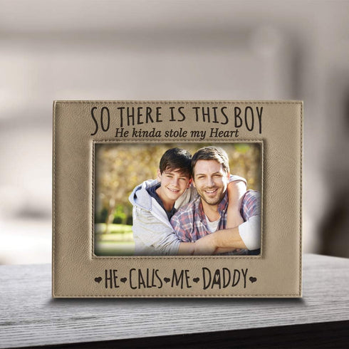 BELLA BUSTA- So There is This Boy He Kinda Stole my Heart, He Calls me Daddy-Daddy and Me-Father's Day Gift-Father and Son-Engraved Leather Pictur...