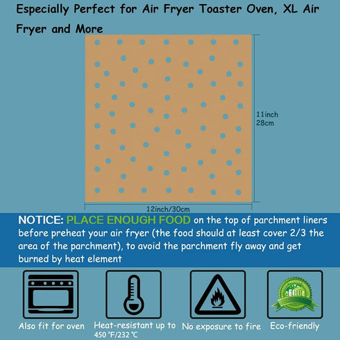 BYKITCHEN Air Fryer Oven Liners, 11x12 Inches, Nonstick Unbleached Rectangular Airfryer Parchment Paper for Ninja Foodi Air Fryer Toaster Ovens, X...