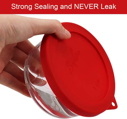 Sophico 1 Cup Round Silicone Storage Cover Lids Replacement for Anchor Hocking and Pyrex 7202-PC Glass Bowls (Container not Included) (Orange - Re...