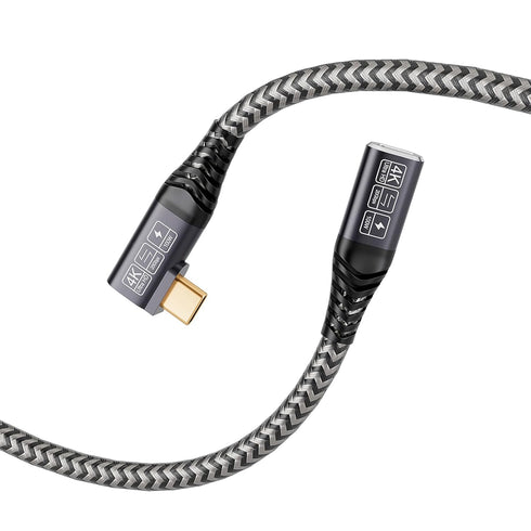 USB Type c Video Extension Cable, (6.6ft/2M/20Gbps/100W), 90 Degree USB C 3.2 Extender Fast Transfer Type C Extender Charging Compatible with iPad...