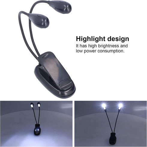 Desk Lamp, LED Clip on Light, Goose Neck 360?Rotatable,Flexible and Convient Double Poles Design, Reading Lamp for Home Office, School Dorm Suppli...