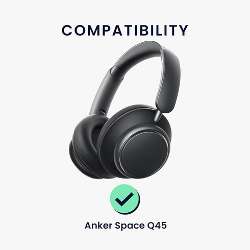 kwmobile Replacement Ear Pads Compatible with Anker Space Q45 (Set of 2) - Cooling Gel Earpads - Black...