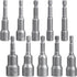 Mesee 10 Pieces 1/4 Inch Hex Shank Magnetic Power Impact Nut Driver Set Hex Socket Nut Setters Driver Drill Bits 6-15 MM Drive Wing Nut Driver Soc...