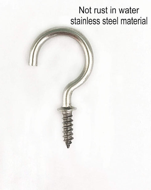 50 Pcs (304) Stainless Steel Screw Ceiling Hooks 7/8 Inch Cup Hook Screw-in Light Hooks Outdoor and Indoor Hanging...