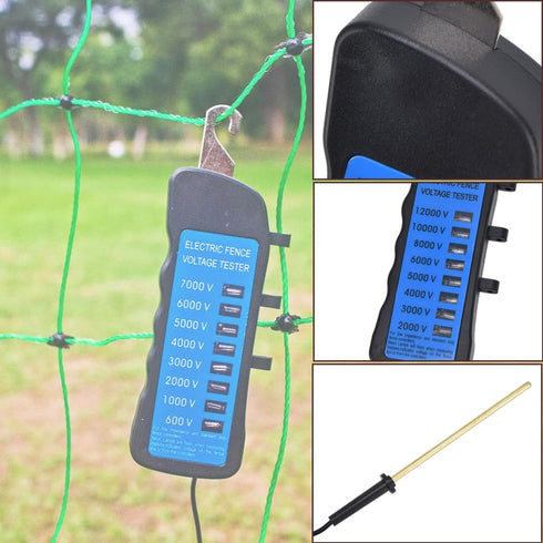 Electric Fence Voltage Tester, 12KV Neon Fault Finder 2000 to 12000V 8 Neon Indicator Lights Waterproof Fence Tester for Farms...
