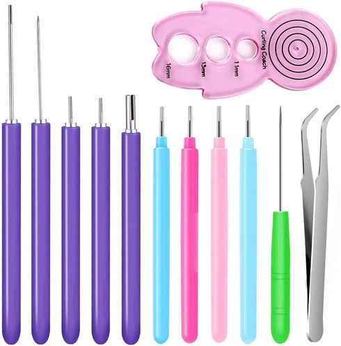 12 Pack Paper Quilling Tools Slotted Kit, Different Sizes Rolling Curling Quilling Needle Pen Paper Cardmaking Project Tools Set for Paper Flowers...