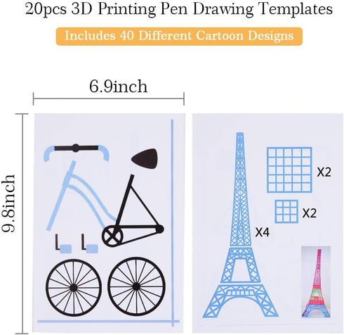 3D Printer Drawing Paper,SHONCO Design Paper Molds for 3D Drawing Paper Models for Practice 20pcs...