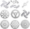 10 PCS Meat Grinder Blades Meat Grinder, Meat Grinder Parts Blades, Stainless Steel Food Grinder Accessories, Meat Grinder Attachment for Size 5 S...