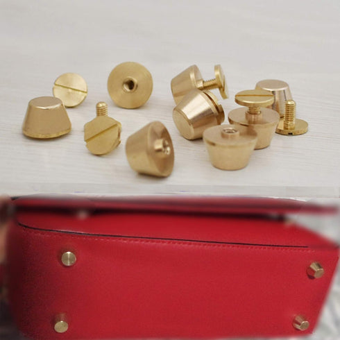 6Pcs Handbag Purse Feet, Round Metal Brass Studs Screw-Back Feet for Purses,Totes...