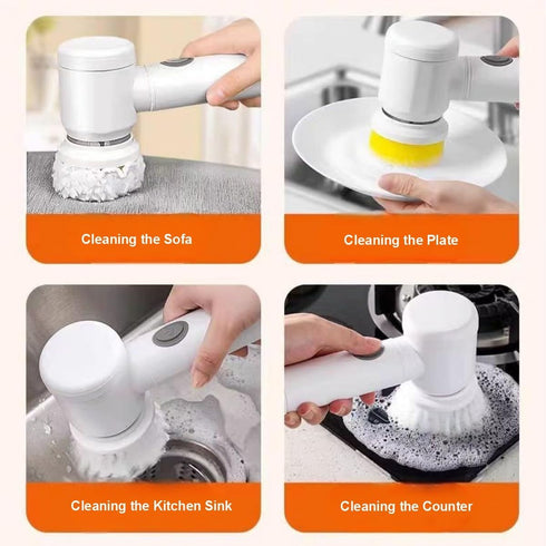 Upgraded Electric Cleaning Brush, USB Charging, 5 in 1 Magic Power Scrubber, with 3 Brush Heads for Kitchen Shower Bathtub Bidet Sofa Carpets...