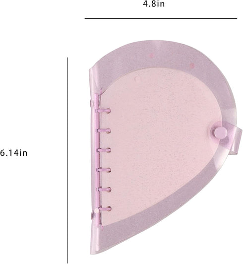 6 Ring Binder Covers with Mini Binder Inner Paper,Clear PVC Notebook Loose Leaf Binder,Cute Heart Shape Notebook Binder Cover with Snap Button...
