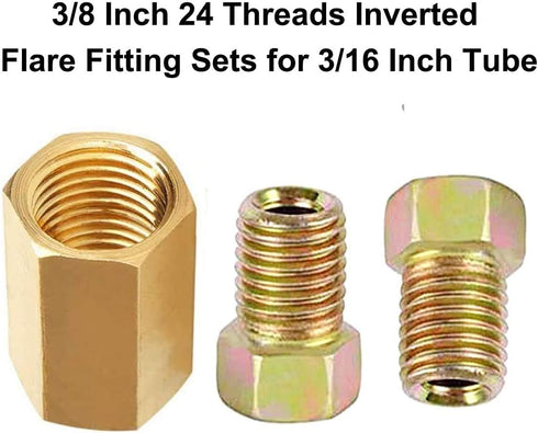 MuHize Upgraded Brake Line Fittings - 15 Pieces 3/8'-24 Threads Assortment Brake Fitting for 3/16 Inch Brake Line Tube (5 Unions, 10 Nuts)...