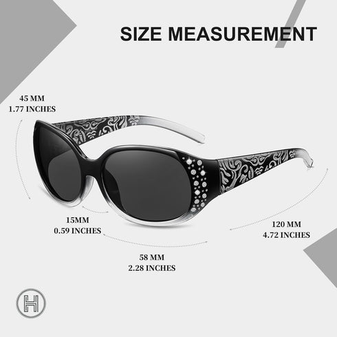 HAOLOTA Polarized Sunglasses for Women, Rhinestone Wrap Around Sunglasses with UV400 Protection...