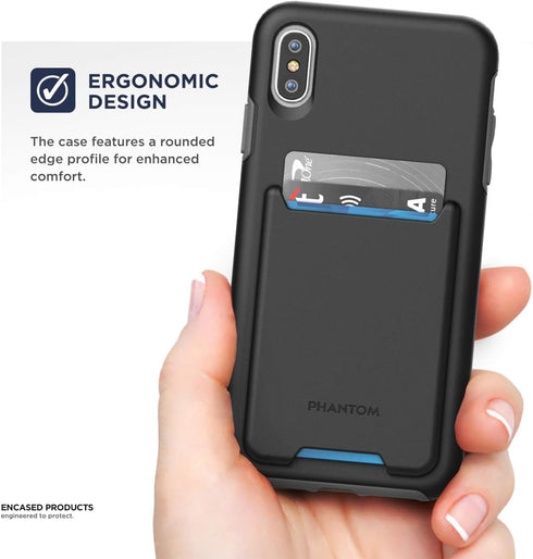 ENCASED iPhone XR Wallet Case (2018) Ultra Durable Cover with Card Holder Slot (4 Credit Cards Capacity) (Phantom Black)...