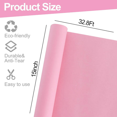 BEISHIDA Dark Pink Wrapping Papper, 15" X 32ft Kraft Wrapping Paper Roll Gift Wrapping Papper Flower Wrapping Papper for Packing Birthday Christma...