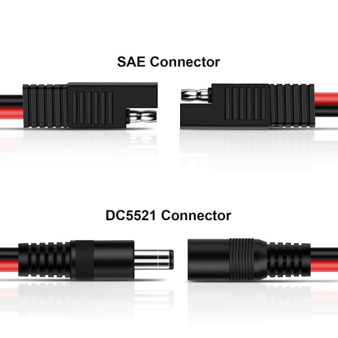 iGreely SAE Plug to DC 5.5mm x 2.1mm Male 14AWG 2ft/60cm Adapters Cables with SAE Polarity Reverse Adapter for Automotive, RV, Solar Panel...