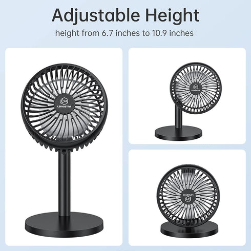6 Inch Desk Fan for Bedroom, USB Small Fan with 4 Speeds, Adjustable Height, Personal Cooling Table Fan, 72°Rotation, Ultra Quiet, Lightweight, Po...