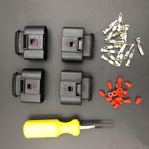 4PCS Ignition Coil Connector Repair Kit Harness plug +1pcs 0.3CM Space Take-up Tool Compatible with Audi VW 4B0 973 724 4B0973724...