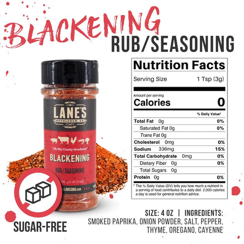 Lane's Blackened Seasoning Spice, All-Natural Blackened Fish Seasoning for Pork, Beef & Seafood, Cajun Blackening Seasoning, Made in the USA, 4.6 ...