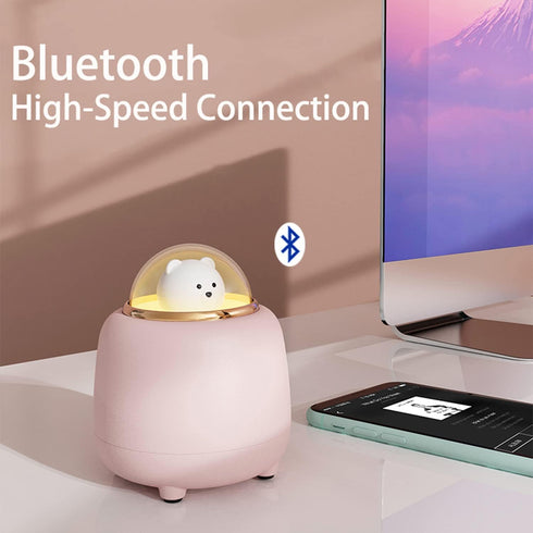 Cute Bluetooth Speaker Night Light for Kids, Bear Wireless Speaker with Adjustable Dual Night Light for Bedroom, Kawaii Room Decor Birthday Gifts ...